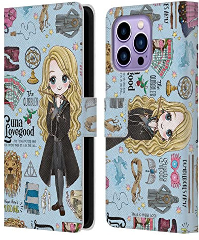 Head Case Designs Licenciado Oficialmente Harry Potter Patrón Luna Reliquias de la Muerte XXXVII Carcasa de Cuero Tipo Libro Compatible con Apple iPhone 14 Pro MAX