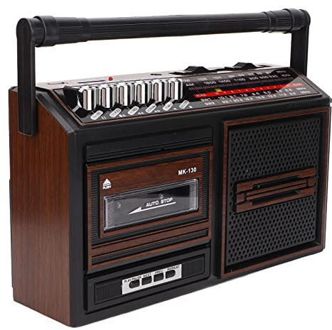 Bewinner Boombox Retro con Reproductor de Casete, Am FM Boombox Portátil Retro Home Audio Stereo Radio Tape Cassette Player/Grabadora Radio Portátil para Niños Mayores(Marrón UE)