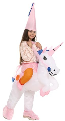 AirSuit® Disfraz de Unicornio Hinchable para Niños | Talla 90 a 120cm | Disfraz para Fiestas de Disfraces | Fabricado en Poliéster de Alta Resistencia | Sistema de Hinchado Incluido | OriginalCup®