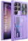 Vihibii for Samsung Galaxy S23 Ultra Case with Card Holder (4 Cards) & Sliding Camera Cover & Kickstand, Shockproof Rugged Hard Back & TPU Edge Wallet Case for Galaxy S23 Ultra 5G 6.8 2023 Purple