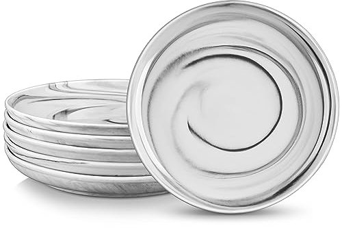 MALACASA 6 Piezas Juego de Platos Llanos de 8.5, Platos Redondos de Porcelana para Ensalada de Postre, Platos de Servir, Platos Grandes Para Cocina, Juego de Platos Mármol Aptos para Lavavajillas