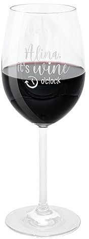 Leonardo Weinglas mit Gravur I Personalisierte Weingläser für Rotwein I 460ml I Spülmaschinenfest I Wine O'Clock mit Personalisierung I Geschenke für Frauen