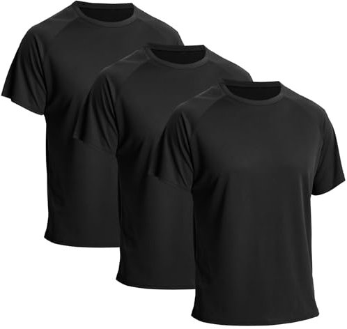LNFINTDO 3 Pack Men's Running Shirts Cool Dry Sport Tops Short Sleeve Gym Tops Breathable Athletic Training T-Shirts for Men Crew Neck Workout Tops
