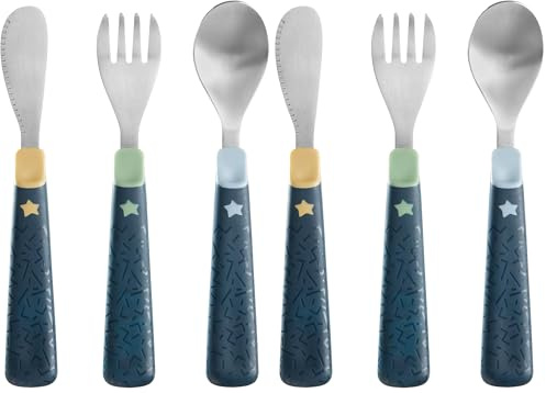Tommee Tippee Big Kids Stainless Steel First Cutlery Set, Rounded Edges, Chunky Handles, 12m+ (Lot de 2)