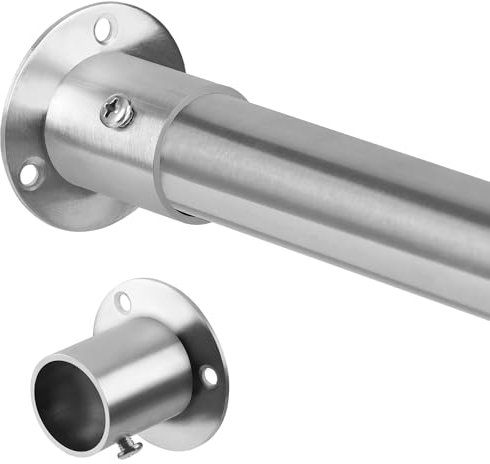 Tiemlet Lot de 2 tringles à vêtements en acier inoxydable 70-103 cm Argenté Diamètre 25 mm