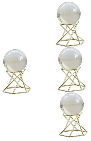 DECHOUS 4 Stück Kristallkugel Dekoration Marmorständer Diamanten Kristallkugel Fotografieren Klare Kugel 3D-kristall Kugel Der Wahrsagerin Orb-Ei-Basis Büro Metall Glas Briefbeschwerer