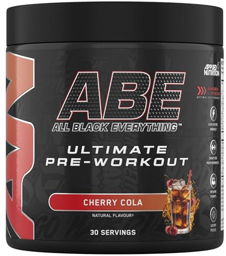 Applied Nutrition ABE Pre Workout - All Black Everything Pre Workout Powder, Energy & Physical Performance with Citrulline, Creatine, Beta Alanine (375g - 30 Servings) (Cherry Cola)