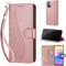 KENHONER Phone Case for Xiaomi Redmi Note 10 5G / Note 10T 5G, with Card Slots Kickstand Magnetic Closure Premium PU Leather Wallet Flip Case compatible Poco M3 Pro 5G Cube-Rose Gold