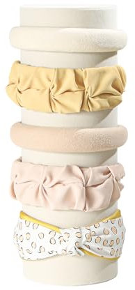 Justsoso Vertical Headband Holder Organizer, Soft Velvet Tower Hairband Stand Display, Hair Hoop Accessories Jewelry Storage for Women Girls (Beige Velvet)