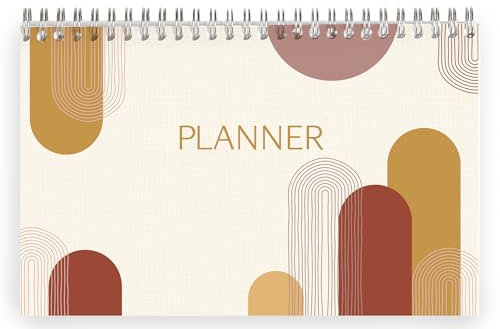 Clairefontaine 116069C - Un blocco planner a spirale, 22 x 14 cm, 53 fogli stampati, pianificatore settimanale – planning settimanale design Nature – Organizzazione – Collezione Terracotta