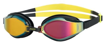 Zoggs Unisex-Adult Endura Max Swimming Goggles, Black/Yellow/Mirrored Violet