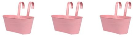 osiuujkw 3 Satz von Mehrzweck Hänge Blumentopf mit verschiedenen Regenbogenfarben, abnehmbare Eisen Balkon Pflanzgefäße, Geländer zum Aufhängen, Rosa, Rosa 3Satz