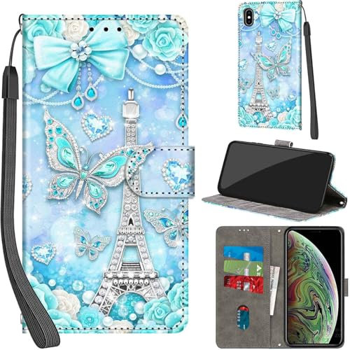 Haninsuze for iPhone Xs Max 6.5-Inch Case PU Leather Wallet Book Flip Folio Stand View Magnetic Multi-Pattern Cover compatible with iPhone Xs Max Phone Case (Tower)