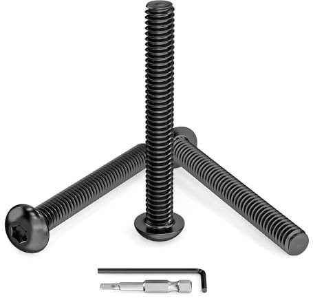 Dayalo 25 Stück M5 x 40 mm Schrauben, Linsenkopfschrauben M5, Innensechskant, Edelstahl A2 V2A, Schwarzes Oxid, Vollgewinde, mit Innensechskantschlüsseln und Bit