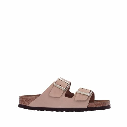 BIRKENSTOCK Damen Pantolette Arizona SFB Nubukleder Weichbettung schmal Beige 36