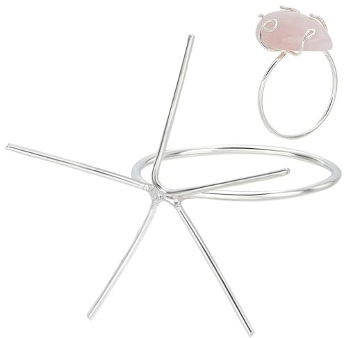 BENECREAT 925 Sterling Silber 5 Zinken Ringfassungen, 18mm Silber Zinken Rohling Fingerring Verstellbarer Krallen Ringrohling für Schmuckherstellungsset Frauen DIY Handwerk
