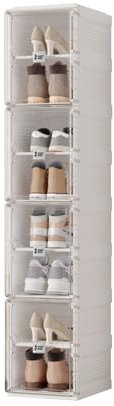 Mayi Box Transparente schuhregal,schuhboxen stapelbar weiß, mit magnetischer Tür, für Stöckelschuhe, Stiefeletten, Pumps