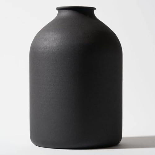 Large Black Vase for Flowers Decor Living Room - 8.6in Tall, Matte Black
