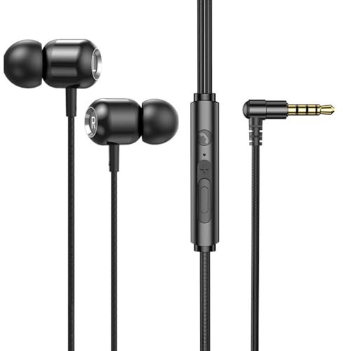 Wired Earbuds in-Ear Headphones, 5 Year Warranty, Earphones with Microphone, Noise Isolation Corded for 3.5mm Jack Ear Buds for iPhone, Samsung, Computer, Laptop, Kids, School Students (black)