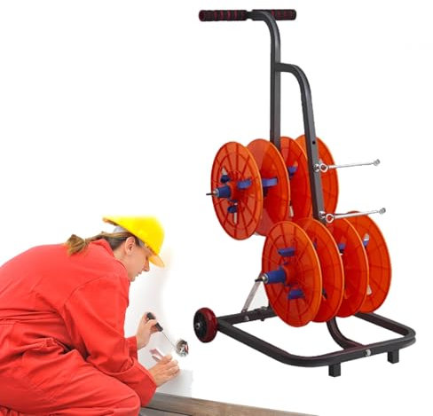 DZZTHSH Wire rack, cable drum holder, wire distributor, wire storage cart, electrician tools, multi-axle single work, with wheels and storage box, suitable for factory warehouse engineering