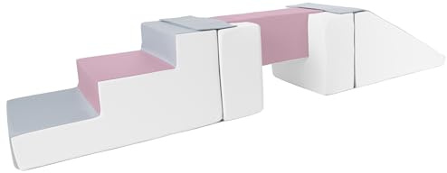 Steg-Rutsche-Set Großbausteine Softbausteine Schaumstoffbausteine Spielbaustein (Farbe: weiß, grau, violett)
