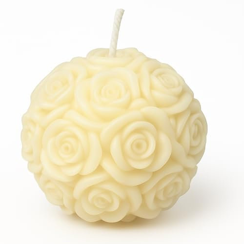 Lot de 6 Bougies Fleur Sculptées en Cire de Colza – Cadeaux Invités Mariage, Baptême, Anniversaire – Décoration Élégante et Naturelle – 48h de Combustion – Ambiance Chaleureuse