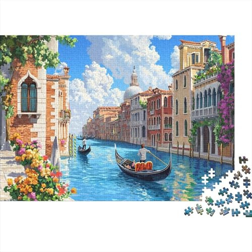 Venedig Wasserstadt Puzzle 1000 Teile Schwer Puzzle Spielzeug Pädagogisches Spiel Impossible Canal Herausforderungsspielzeug Für Erwachsene Kinder 1000pcs (75x50cm)