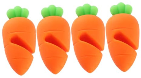 DINHEAROM 4pcs Anti-Spill Lid Clamp Tumbler Fryer Hot Instant Spill Proof Lids Sealer Stopper Opener Cover Lifter Preventer Mitts Stand Pot Lid Holders Toaster Strainer Pan Orange Silica Gel