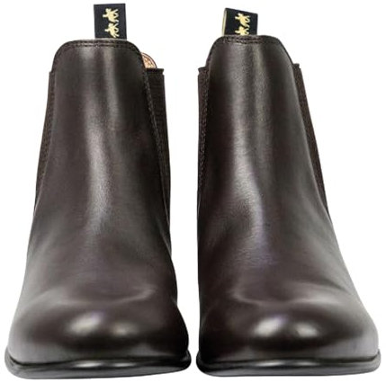 Supreme Products Stivali Jodhpur in pelle con anello per bambini/bambini, Marrone, 18 EU