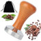 QITIXI:OU Kaffee Tamper, Kaffee Tamper 51mm, Kaffeestampfer aus Edelstahl, Kaffee Tamper mit Holzgriff, Kaffee Tamper Schwarz, für Espresso und Cafés, für perfekten Cafes und Kaffeeliebhaber (Braun)