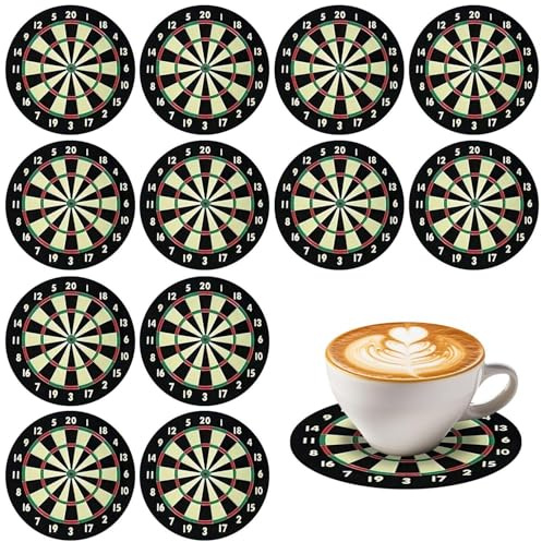 BIFHIG 12 Stück Dart-Chassis-Untersetzer, rutschfeste Matten Für Runden Esstisch, Kaffee-Isoliermatten, Geburtstagsfeierdekorationen.
