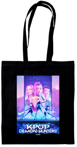 Pyramid International K-POP DEMON HUNTERS (KEY ART) BLACK TOTE BAG – Reusable Eco-Friendly Tote Bag for Shopping, Work, or Everyday Use