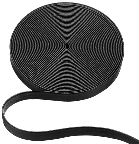PATIKIL 5 m x 10 mm (L x W) Flat Leather Cord String, Leather Trimming Strips for Various DIY Crafts Pillows Headbands Quilts Purses Clothes, Black