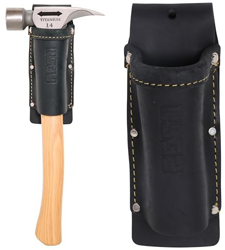 FESA Leather Hammer Belt Holder - No Slap Hammer Sleeve with Reinforced Heavy Duty Rivets & Nylon Stitching - Fits Any Belt, 2 Ways to Attach - Handcrafted