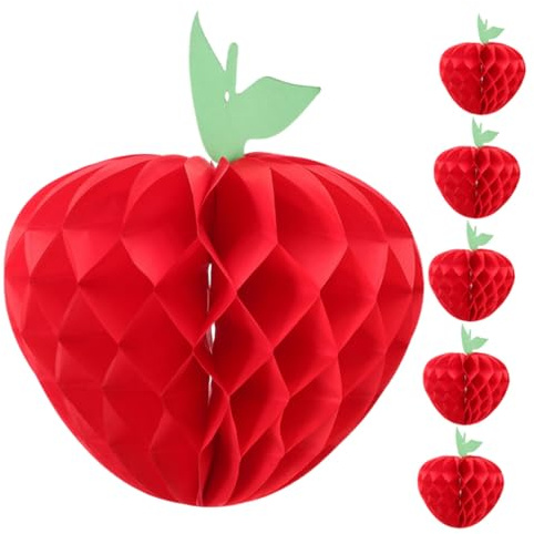 MAGICLULU 6 Stück Apfel Wabenpapier Dekoration Hängende Party Deko Geburtstag Schulanfang Obst Deko für Wand Decke Tür Innen Außenbereich