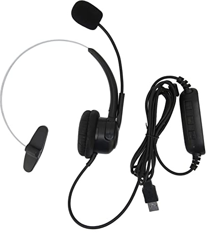 Spryflower Casque USB avec Microphone pour Centre d'appels, Casque de Service Client à réduction de Bruit, Casque à contrôle de Volume réglable avec Micro à Perche Flexible pour Les réunions