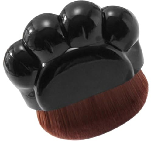 Outanaya Pinceau à Maquillage de Patte de Chat Noir, Pinceau Plat pour Fond de Teint et Correcteur, Poils Synthétiques Doux, Accessoire Compact pour Application Visage Uniforme et