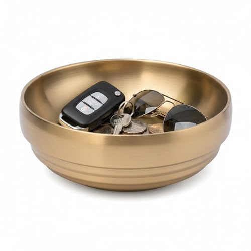Key Bowl for Hallways, Small Decorative Key Tray Entryway Storage Dish | Metal, for Coins/Wallet/Daily Essentials