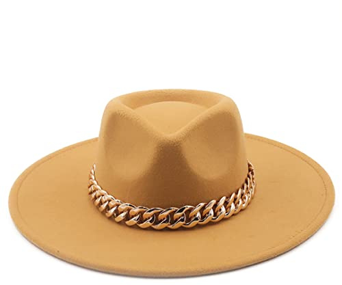 LYGBAOFUL Männer Frauen Winter Wolle Fedoras Kappe 9 cm Große Breite Krempe Hochzeit Kirche Jazz Hüte