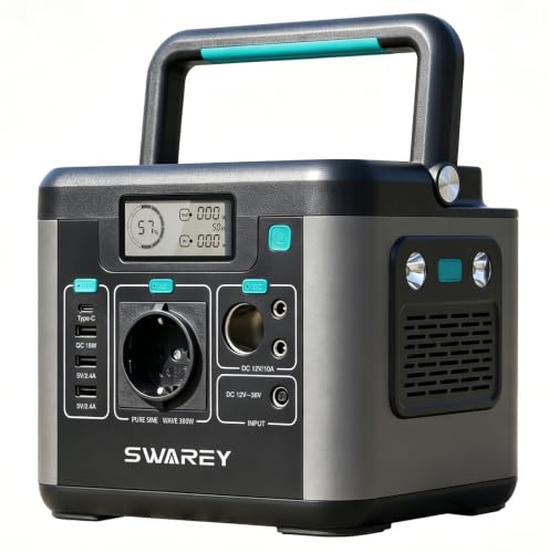 SWAREY S160 Générateur Electrique Portable 300W (222Wh) Batterie Externe 220V Super Silencieux Sortir AC/USB/Type-C/QC 3.0