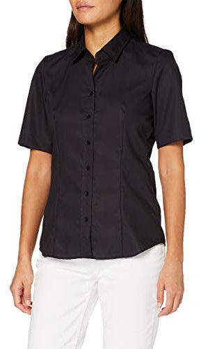 Seidensticker Damen Women Regular Shortsleeve Hemdbluse, Schwarz(080605), 52 EU