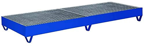 Auffangwanne mit Gitterrost für 4 Fässer a 200 Ltr RAL5010 Enzianblau Fasswanne