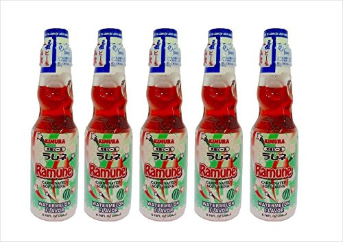 Japanese Ramune Watermelon 200ml 5 Bottles ラムネ スイカ 5本セット