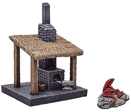 War World Gaming Fantasy Village Schmiede - 28mm Fantasie Tabletop Gelände Modell Diorama Modellbau Landschaft Landschaft Gebäude Wargaming Geländebau Haus Mittelälter