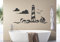 tjapalo® s-pkm411 Wandtattoo Badezimmer fische Wandtattoo Leuchtturm Meer Schiffe (B80 x H42 cm)