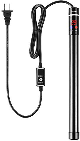 MQ - Calentador de acuario de aleación de titanio 50/200 W para agua salada y fresca, visualización LED digital sumergible con driver de termostato externo, para tanque de peces 5-40 galones, 200W for