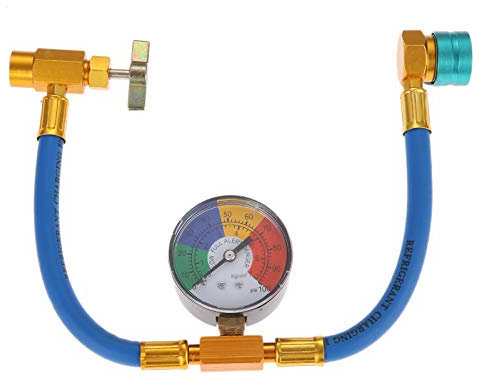 Aupoko R1234YF Kältemittel-Ladeschlauch-Kit, 1/2'' Acme Left Hand Self-Sealing Can Tap Opener, R1234YF Low Side Quick Coupler und Manometer für Auto und Home A/C Refrigerant System