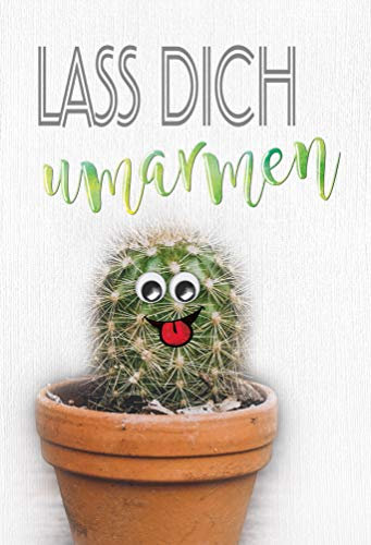 KE AV Humorvolle Geburtstagskarte mit Wackelaugen, B6 Format, Inklusive Umschlag, Klappkarte - Geschenk für einen Lachanfall, Motiv: Kaktus
