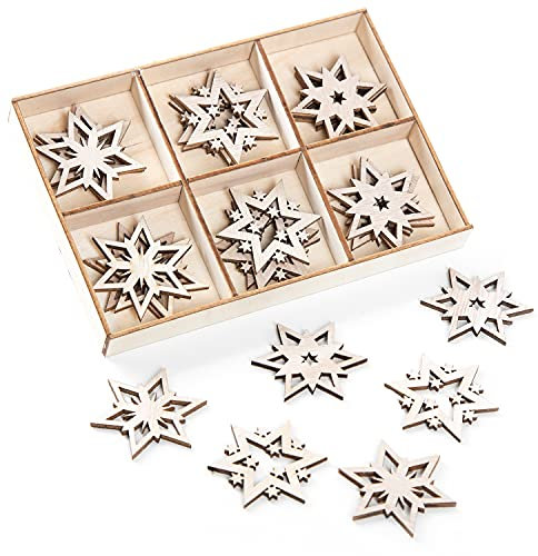Logbuch-Verlag 24 kleine Holzsterne Natur braun 4,3 cm - Sterne als Streudeko Tischdeko Bastelzubehör Weihnachten