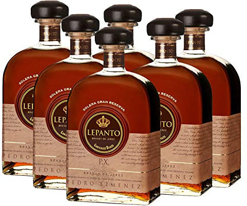 Brandy Lepanto PX de 70 cl - D.O. Jerez de la Frontera - Bodegas Gonzalez Byass (Pack de 6 botellas)